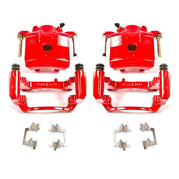 Power Stop Front Pair of Red Powder Coated Calipers S4906