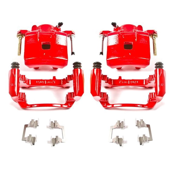 Power Stop Front Pair of Red Powder Coated Calipers S4906