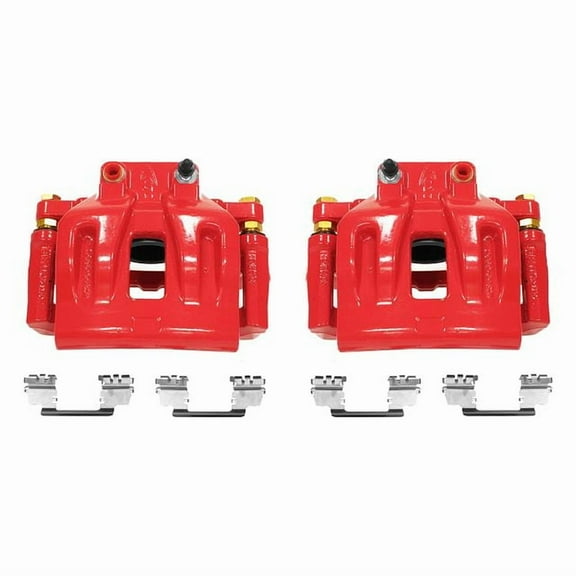 Power Stop Front Pair of Red Powder Coated Calipers S4968A