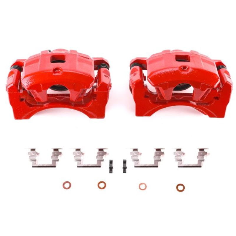 Power Stop Front Pair of Red Powder Coated Calipers S5032B Fits 2015 Mitsubishi Outlander Sport