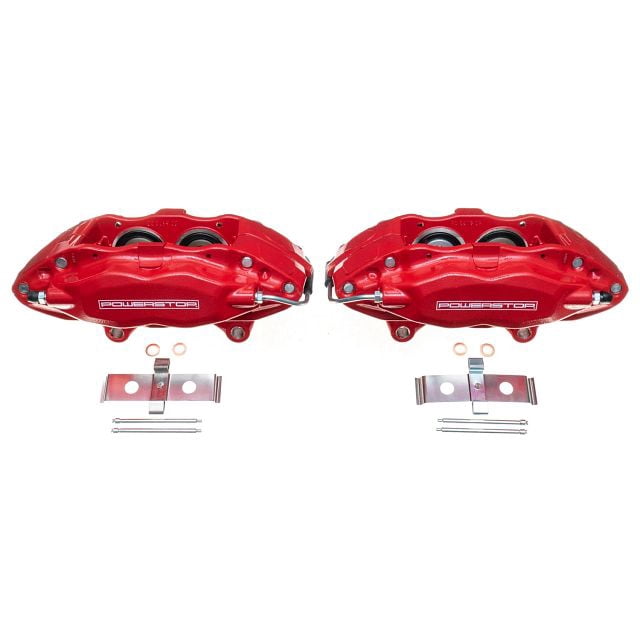 Power Stop Front Pair of Red Powder Coated Calipers S5284