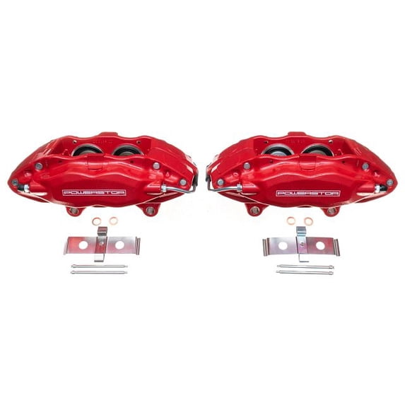 Power Stop Front Pair of Red Powder Coated Calipers S5284