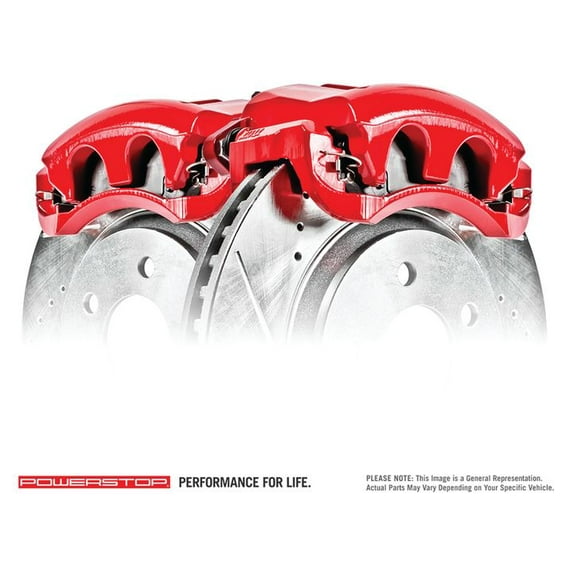 Power Stop Front Pair of Red Powder Coated Calipers S6278
