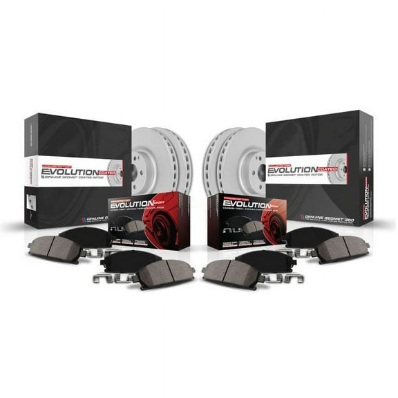 PowerStop Front and Rear Geomet Coated Brake Rotor and Pad Kit Fits: BMW Select Models CRK6654