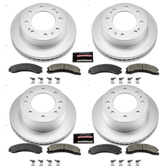 PowerStop Front and Rear Geomet Coated Brake Rotor and Pad Kit Fits: CHEVROLET GMC Select Models CRK6992