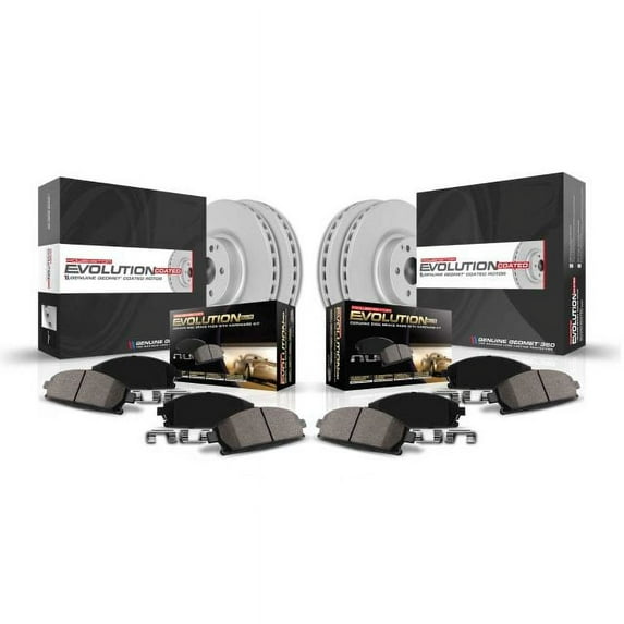 PowerStop Front and Rear Geomet Coated Brake Rotor and Pad Kit Fits: KIA Select Models CRK8628