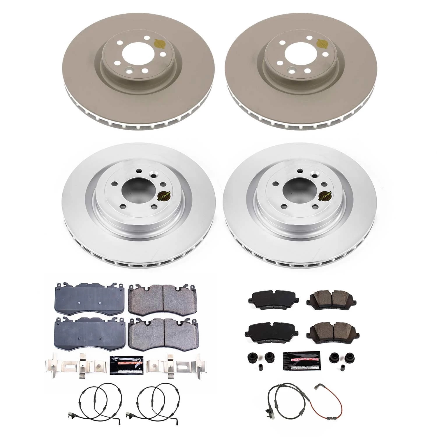 PowerStop Front and Rear Geomet Coated Brake Rotor and Pad Kit Fits: LAND ROVER Select Models CRK8789