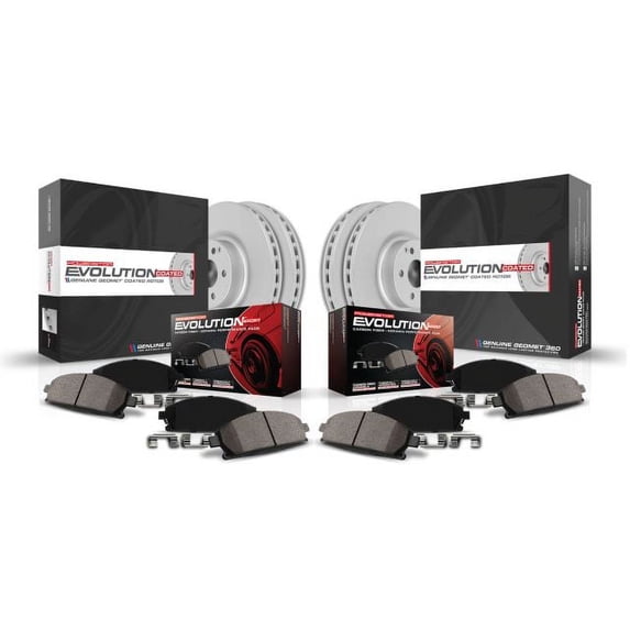PowerStop Front and Rear Geomet Coated Brake Rotor and Pad Kit Fits: AUDI Select Models CRK6130