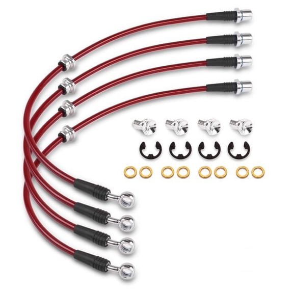 Power Stop Front & Rear Stainless Steel Brake Hose BH00014 2004-2007 Subaru Impreza WRX STI