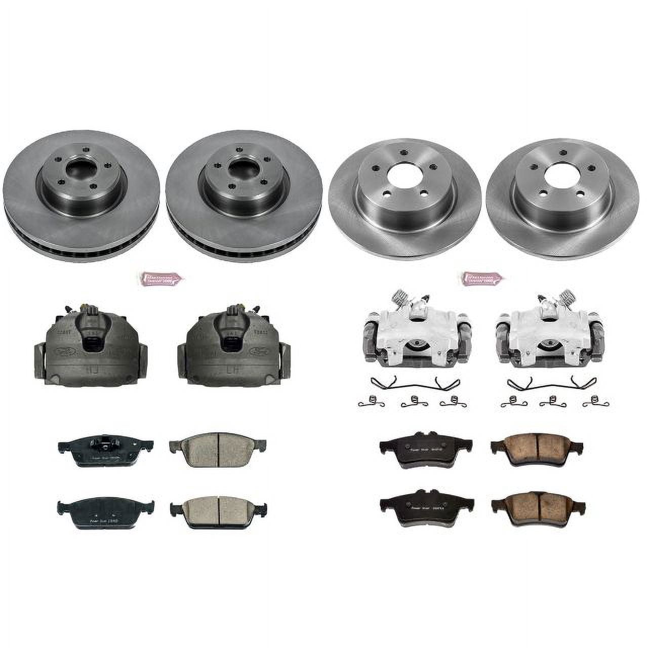 PowerStop Front and Rear Stock Replacement Brake Pad and Rotor Kit with Calipers Fits: FORD Select Models KCOE6478