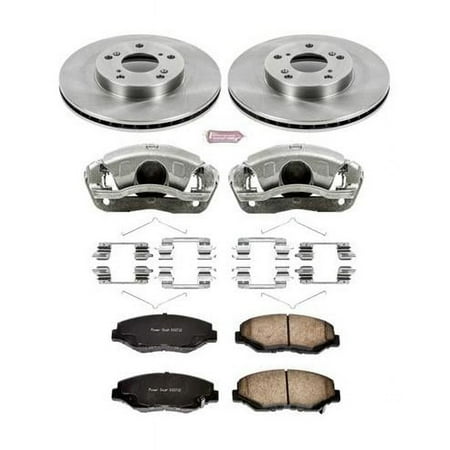 PowerStop Front Stock Replacement Brake Pad and Rotor Kit with Calipers Fits: ACURA HONDA Select Models KCOE1043A