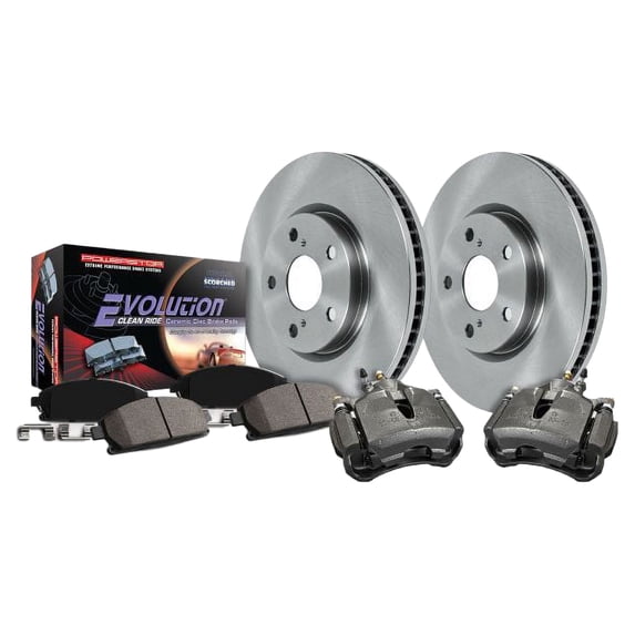 PowerStop Front Stock Replacement Brake Pad and Rotor Kit with Calipers Fits: BUICK CHEVROLET OLDSMOBILE PONTIAC Select Models KCOE1498