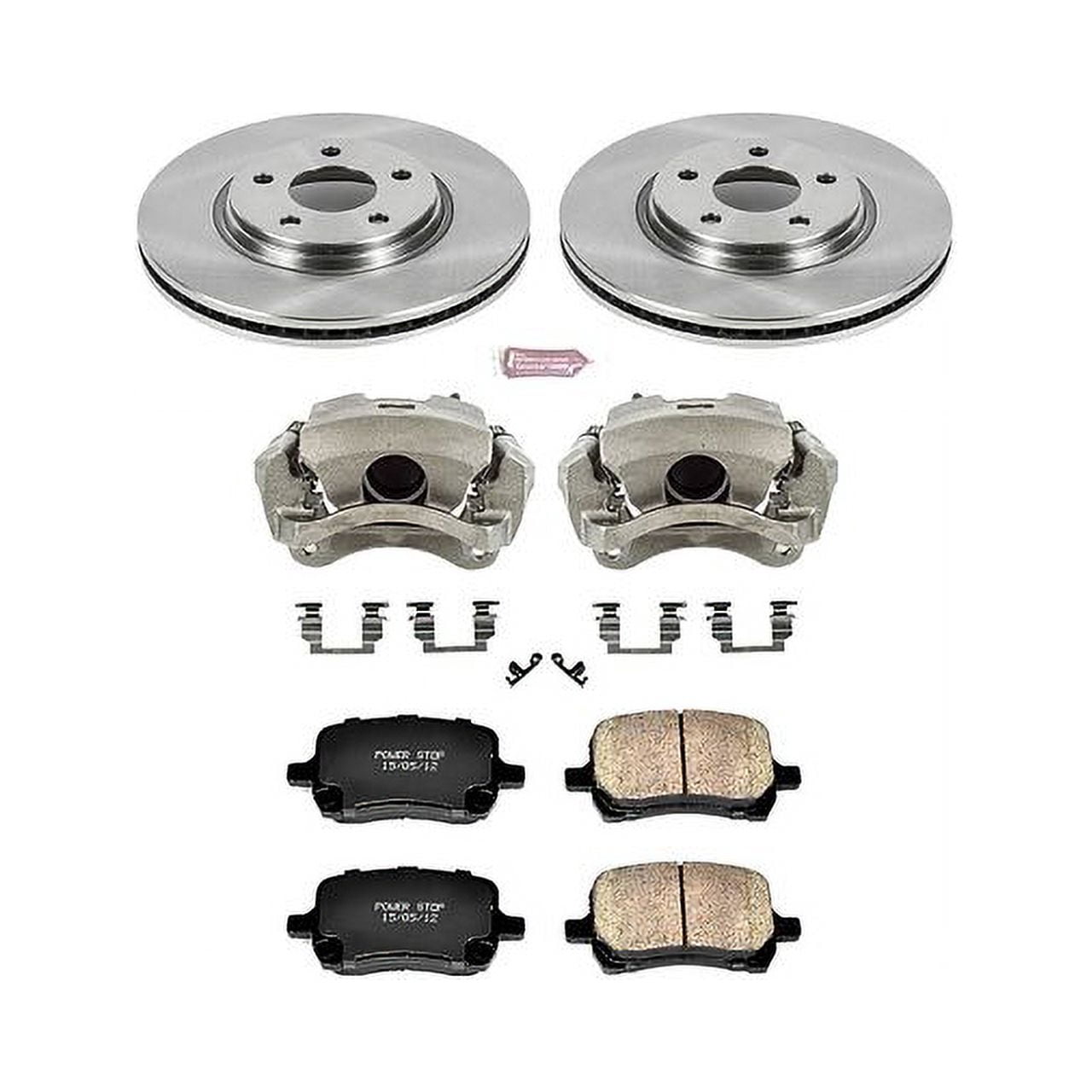 PowerStop Front Stock Replacement Brake Pad and Rotor Kit with Calipers Fits: CHEVROLET PONTIAC Select Models KCOE1614