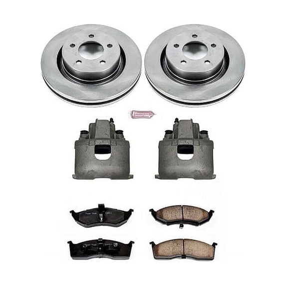 PowerStop Front Stock Replacement Brake Pad and Rotor Kit with Calipers Fits: CHRYSLER Select Models KCOE1700