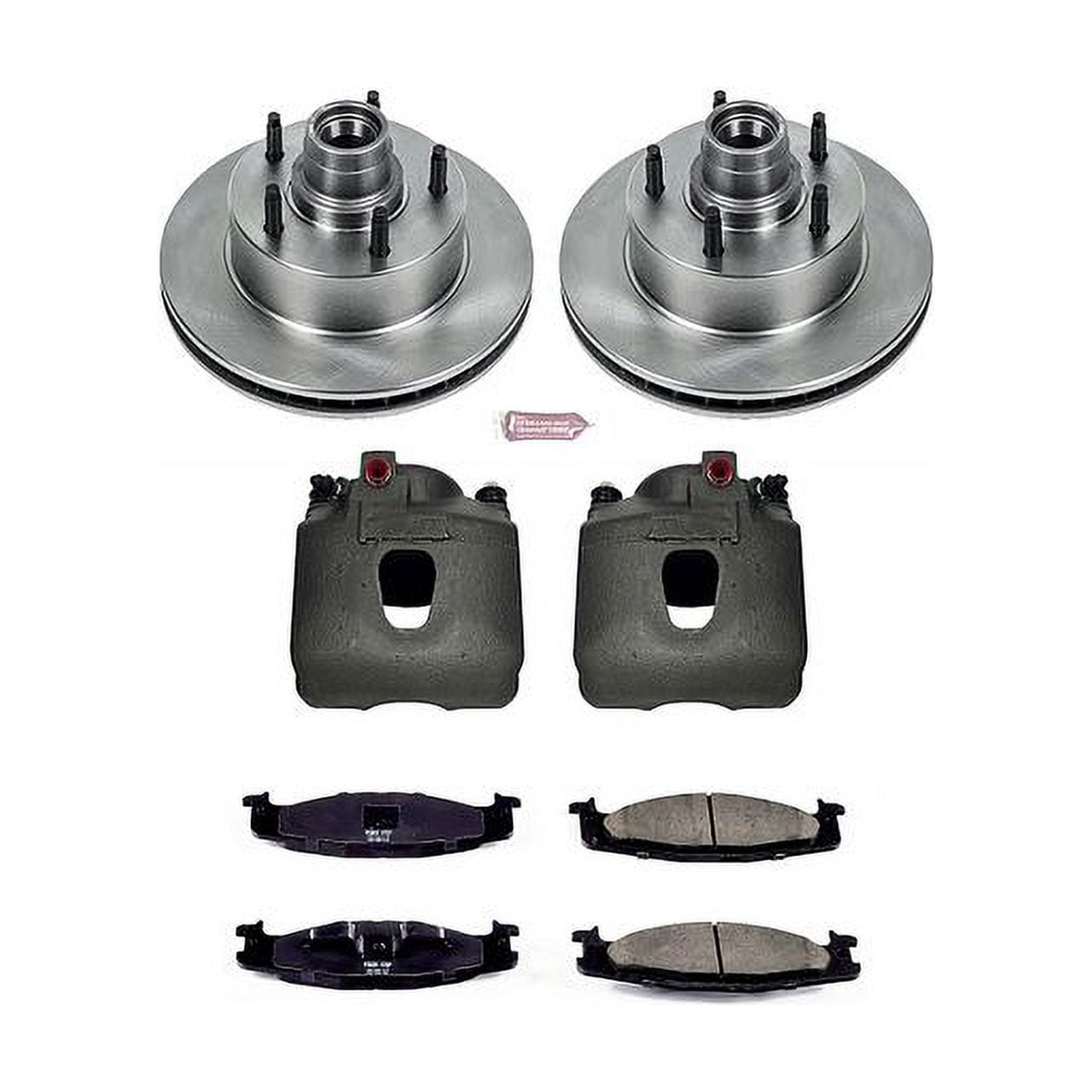 PowerStop Front Stock Replacement Brake Pad and Rotor Kit with Calipers Fits: FORD Select Models KCOE1831