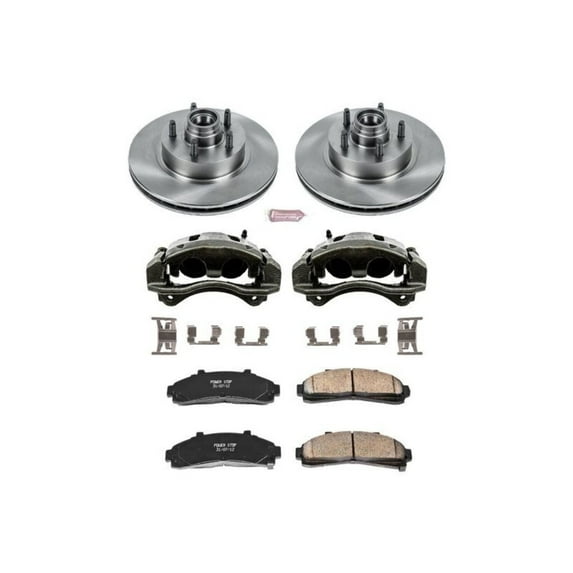 PowerStop Front Stock Replacement Brake Pad and Rotor Kit with Calipers Fits: FORD MAZDA MERCURY Select Models KCOE1854