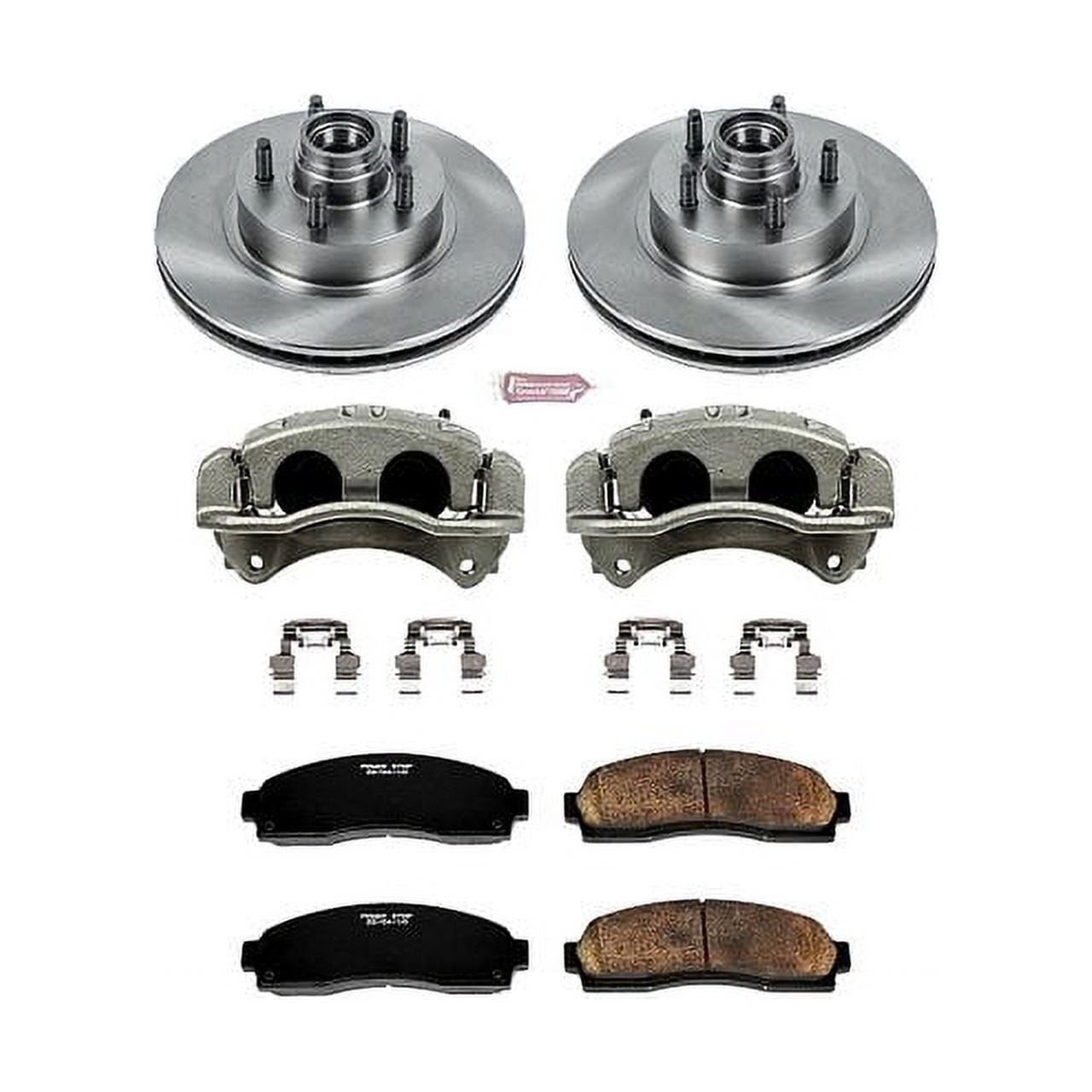 PowerStop Front Stock Replacement Brake Pad and Rotor Kit with Calipers Fits: FORD MAZDA Select Models KCOE1857