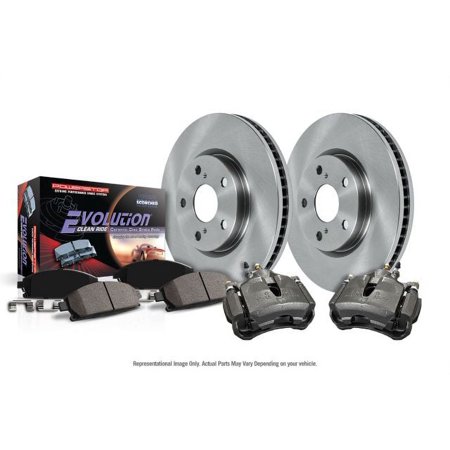 Power Stop Front Stock Replacement Brake Pad and Rotor Kit with Calipers KCOE1946A