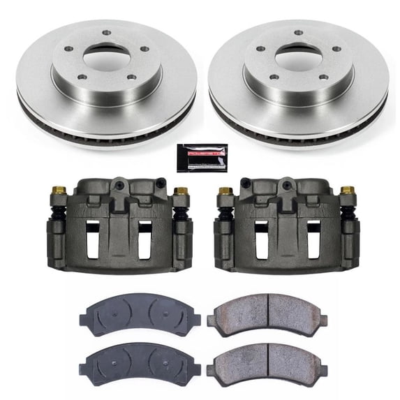 PowerStop Front Stock Replacement Brake Pad and Rotor Kit with Calipers Fits: CHEVROLET GMC ISUZU OLDSMOBILE Select Models KCOE2004