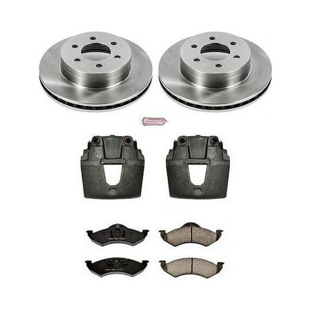 PowerStop Front Stock Replacement Brake Pad and Rotor Kit with Calipers Fits: DODGE Select Models KCOE2139