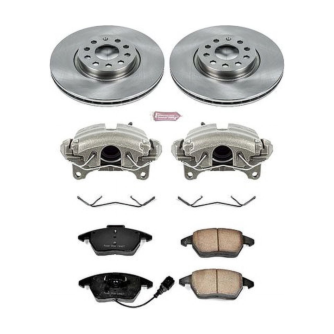 PowerStop Front Stock Replacement Brake Pad and Rotor Kit with Calipers Fits: AUDI VOLKSWAGEN Select Models KCOE2259A