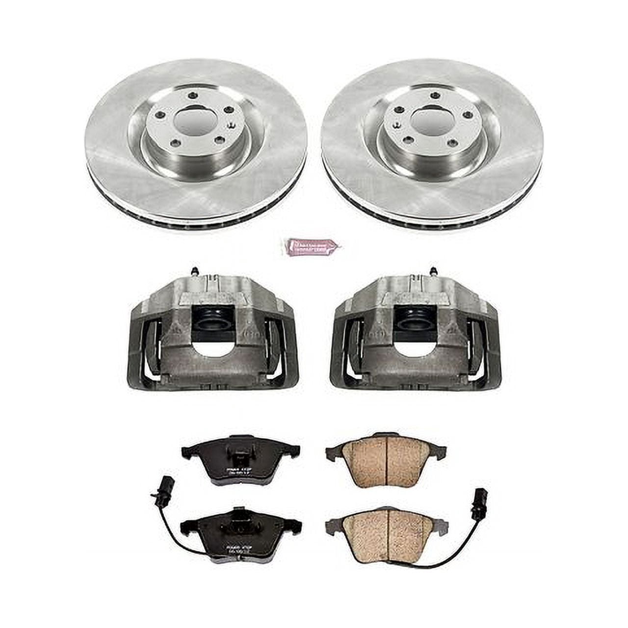 PowerStop Front Stock Replacement Brake Pad and Rotor Kit with Calipers Fits: AUDI Select Models KCOE2934