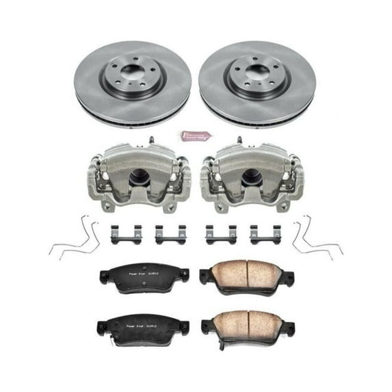 PowerStop Front Stock Replacement Brake Pad and Rotor Kit with Calipers Fits: INFINITI Select Models KCOE3022B