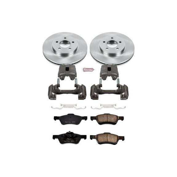 PowerStop Front Stock Replacement Brake Pad and Rotor Kit with Calipers Fits: FORD MAZDA MERCURY Select Models KCOE4580A
