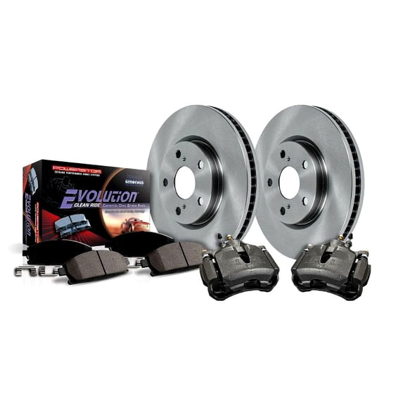 PowerStop Front Stock Replacement Brake Pad and Rotor Kit with Calipers Fits: PONTIAC SCION TOYOTA Select Models KCOE4669