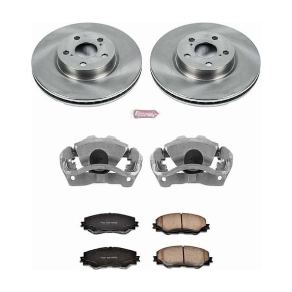 PowerStop Front Stock Replacement Brake Pad and Rotor Kit with Calipers Fits: PONTIAC SCION TOYOTA Select Models KCOE4669
