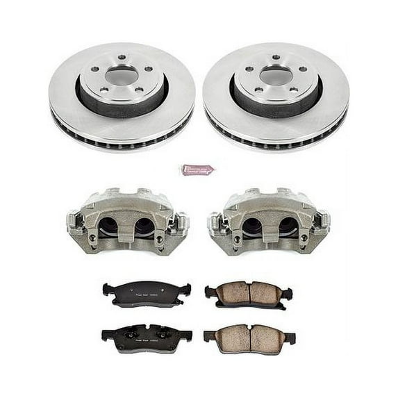 PowerStop Front Stock Replacement Brake Pad and Rotor Kit with Calipers Fits: DODGE JEEP Select Models KCOE5951
