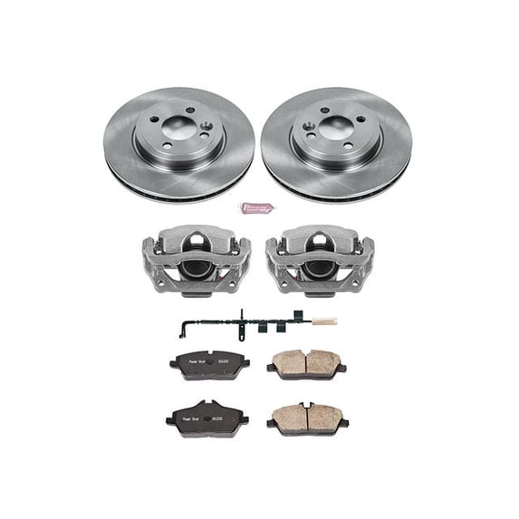 PowerStop Front Stock Replacement Brake Pad and Rotor Kit with Calipers Fits: MINI COOPER Select Models KCOE6066