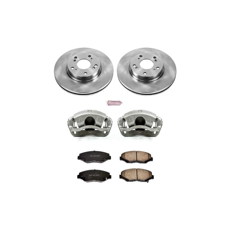 PowerStop Front Stock Replacement Brake Pad and Rotor Kit with Calipers Fits: ACURA HONDA Select Models KCOE6490