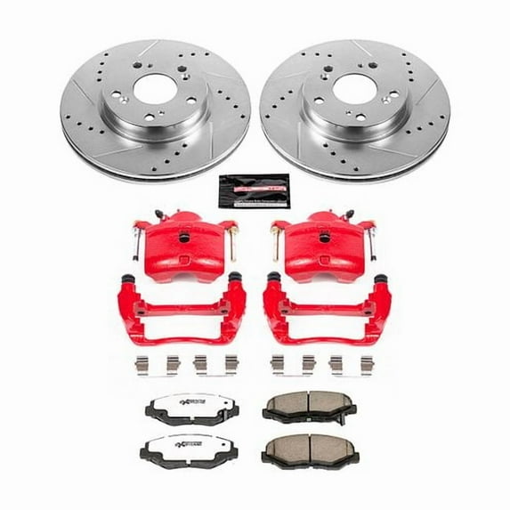 PowerStop Front Z26 Street Warrior Brake Pad and Rotor Kit with Red Powder Coated Calipers Fits: ACURA HONDA Select Models KC6490-26