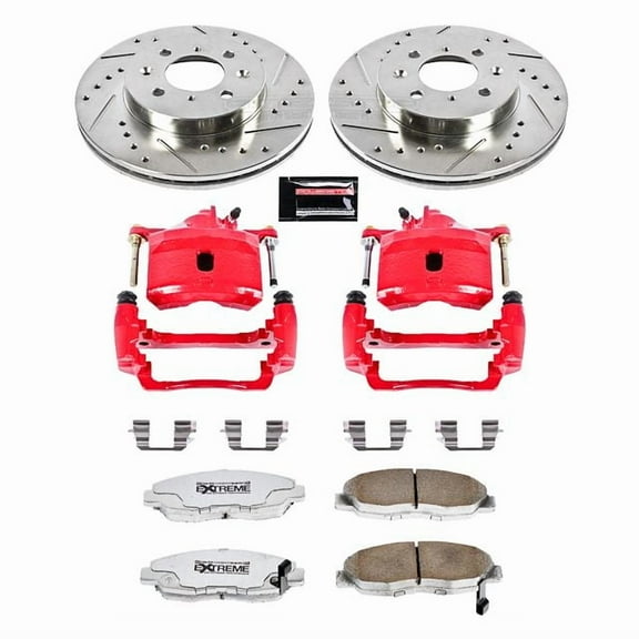 PowerStop Front Z26 Street Warrior Brake Pad and Rotor Kit with Red Powder Coated Calipers Fits: HONDA Select Models KC690-26