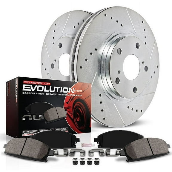 PowerStop Front Z23 Evolution Sport Carbon-Fiber Ceramic Brake Pad and Drilled & Slotted Rotor Kit Fits: MAZDA Select Models K8840