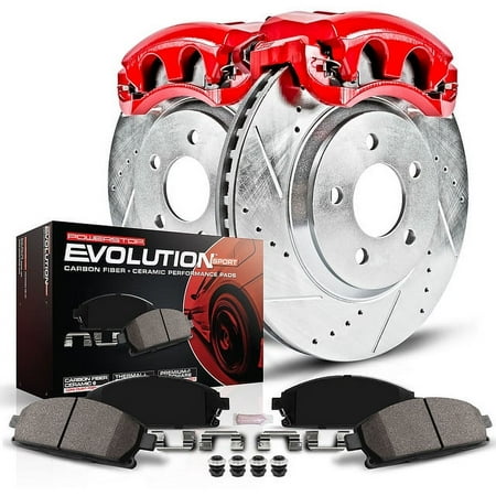 PowerStop Front Z23 Evolution Sport Brake Pad and Rotor Kit with Red Powder Coated Calipers Fits: CADILLAC CHEVROLET GMC Select Models KC2069