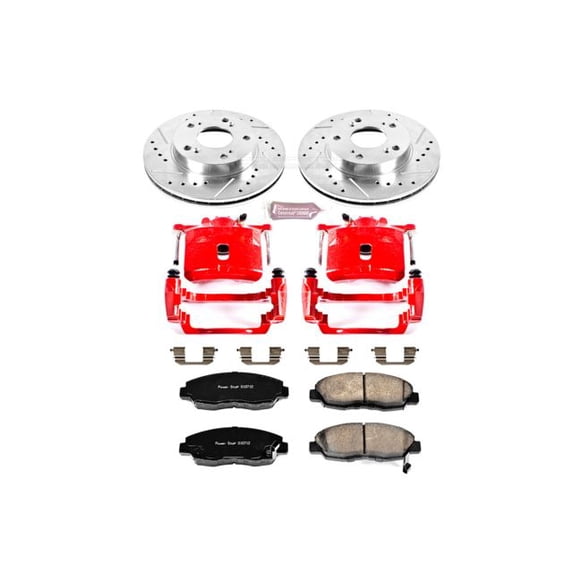 PowerStop Front Z23 Evolution Sport Brake Pad and Rotor Kit with Red Powder Coated Calipers Fits: HONDA Select Models KC2384A