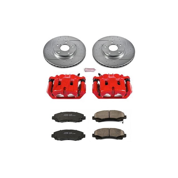 PowerStop Front Z23 Evolution Sport Brake Pad and Rotor Kit with Red Powder Coated Calipers Fits: HONDA Select Models KC2429