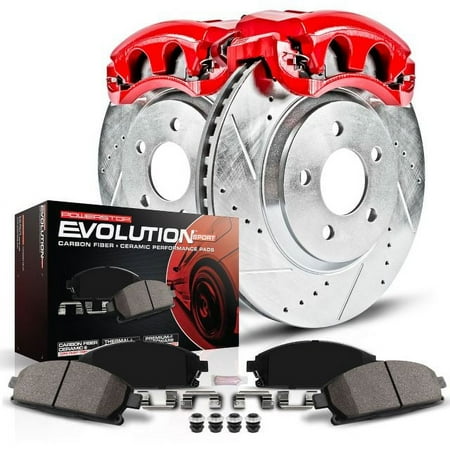 PowerStop Front Z23 Evolution Sport Brake Pad and Rotor Kit with Red Powder Coated Calipers Fits: SUBARU Select Models KC6082