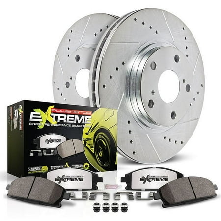 PowerStop Front Z26 Street Warrior Carbon-Fiber Ceramic Brake Pad and Drilled and Slotted Rotor Kit Fits: MAZDA Select Models K4659-26