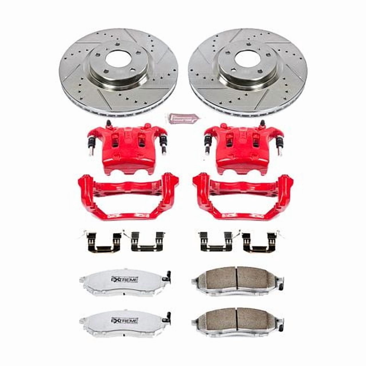PowerStop Front Z26 Street Warrior Brake Pad and Rotor Kit with Red Powder Coated Calipers Fits: INFINITI NISSAN Select Models KC112B-26