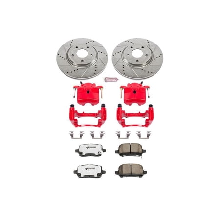 PowerStop Front Z26 Street Warrior Brake Pad and Rotor Kit with Red Powder Coated Calipers Fits: CHEVROLET PONTIAC SATURN Select Models KC1610A-26