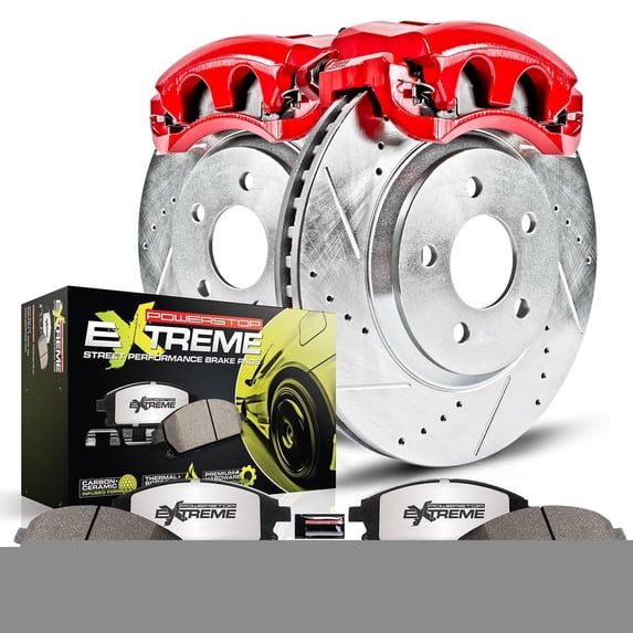 PowerStop Front Z26 Street Warrior Brake Pad and Rotor Kit with Red Powder Coated Calipers Fits: CHRYSLER DODGE Select Models KC1714-26