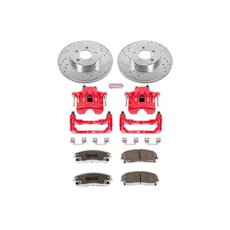 PowerStop Front Z26 Street Warrior Brake Pad and Rotor Kit with Red Powder Coated Calipers Fits: CHRYSLER DODGE Select Models KC1714-26