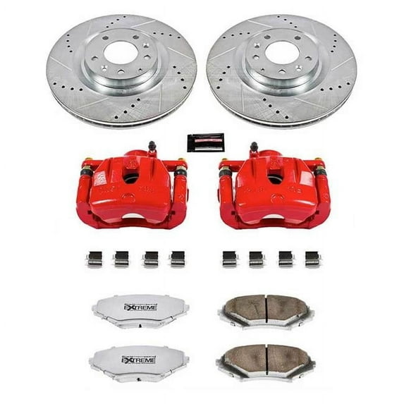 PowerStop Front Z26 Street Warrior Brake Pad and Rotor Kit with Red Powder Coated Calipers Fits: MAZDA Select Models KC3026-26