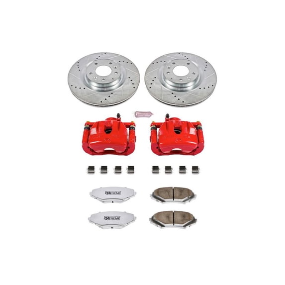 PowerStop Front Z26 Street Warrior Brake Pad and Rotor Kit with Red Powder Coated Calipers Fits: MAZDA Select Models KC3026-26