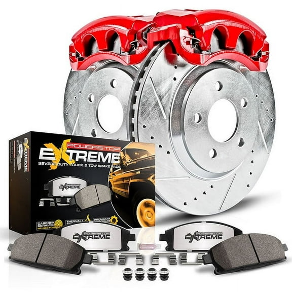 PowerStop Front Z36 Truck & Tow Brake Pad and Rotor Kit with Red Powder Coated Calipers Fits: FORD Select Models KC5412-36