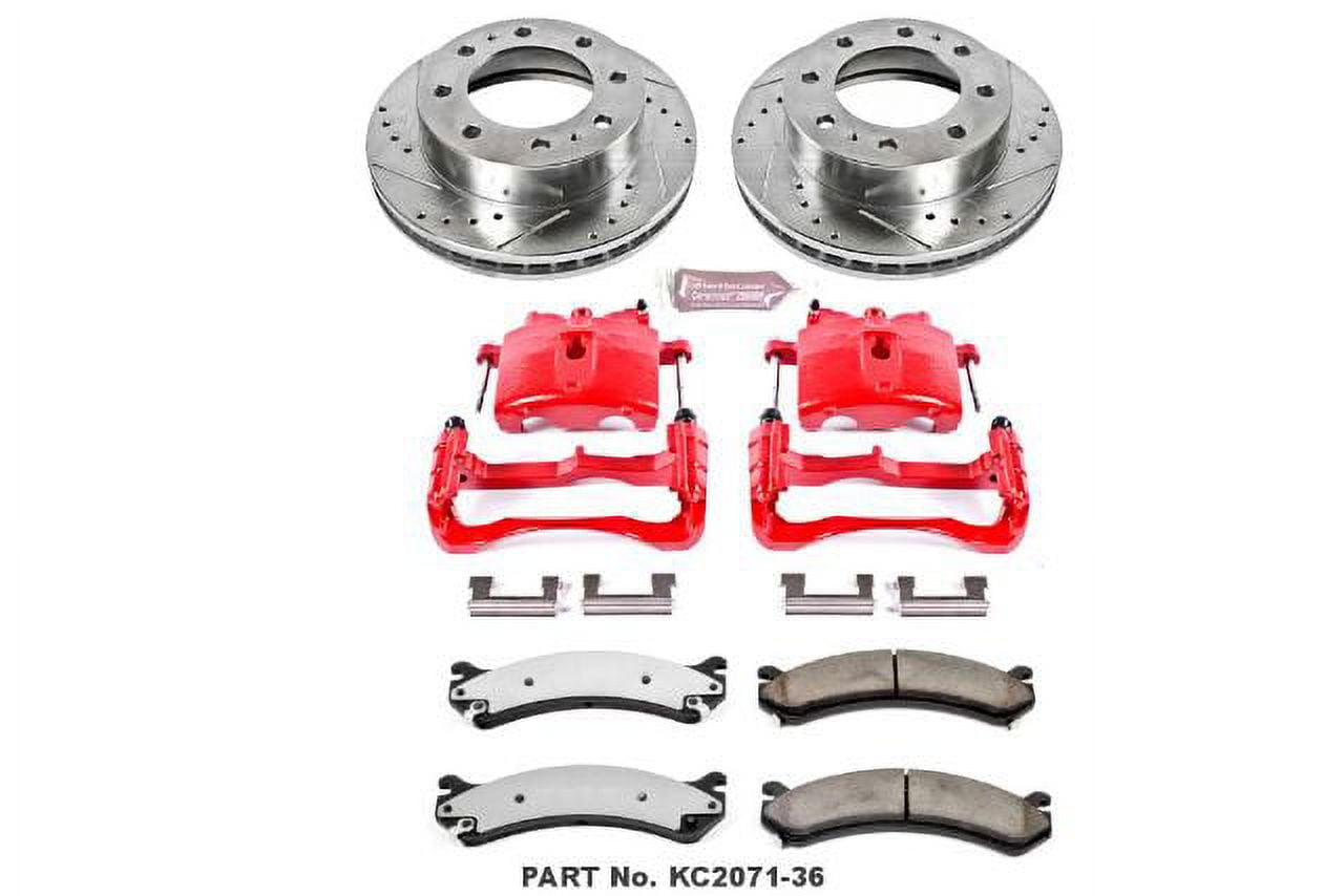 PowerStop Front Z36 Truck & Tow Brake Pad and Rotor Kit with Red Powder Coated Calipers Fits: CHEVROLET GMC Select Models KC2071-36
