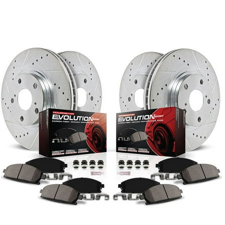 PowerStop Front and Rear Z23 Evolution Sport Carbon-Fiber Ceramic Brake Pad and Drilled & Slotted Rotor Kit Fits: CHRYSLER Select Models K1705